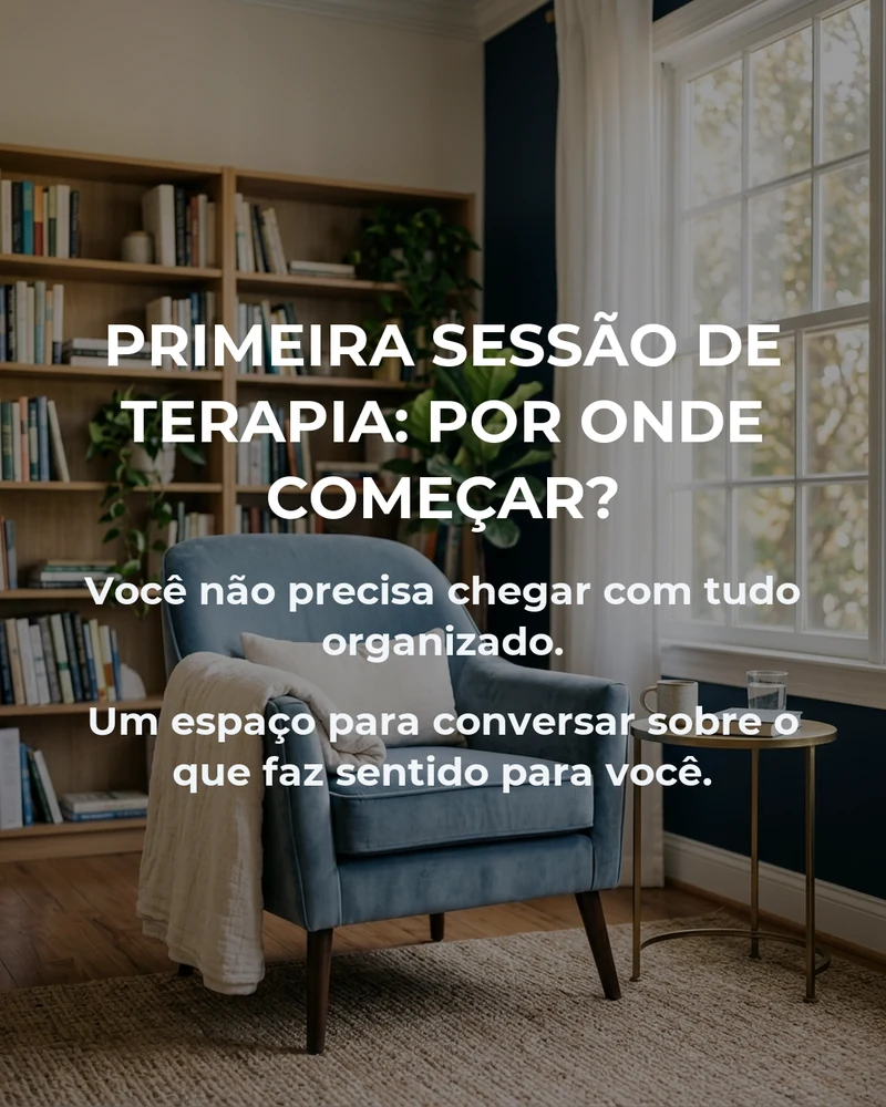 Post de psicologia criado no PostLab sobre a primeira sessão de terapia